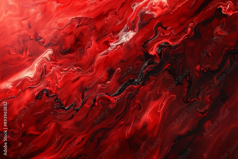 Poster a dynamic abstract image featuring bold red and black swirling patterns, capturing the essence of fl
