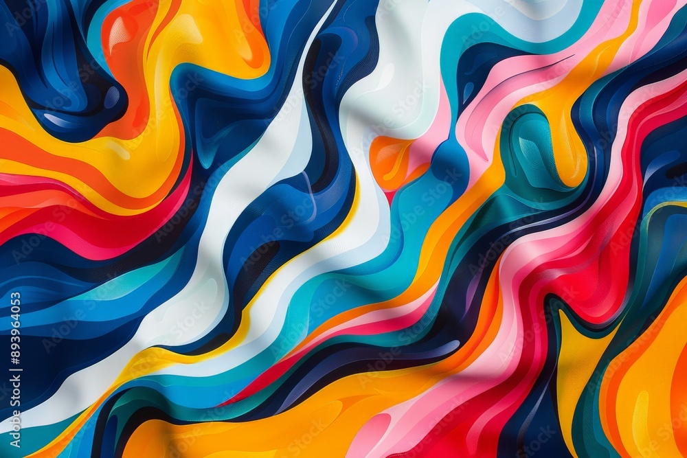 Leinwandbilder This dynamic abstract painting showcases an array of vibrant colors and swirling shapes, creating a sense of movement and energy that draws the viewer's eye across the canvas.