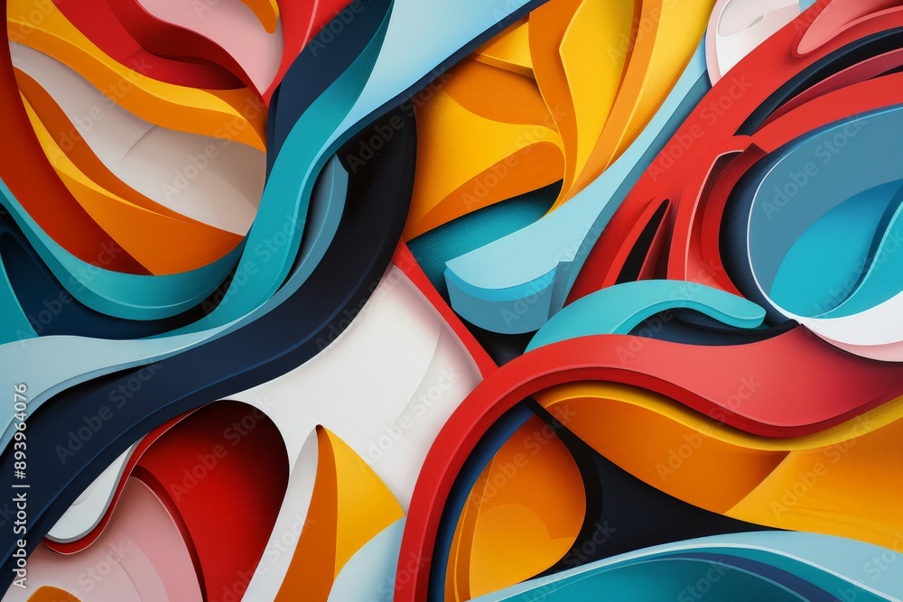 Fototapete This engaging abstract artwork features a mesmerizing composition of flowing lines and vibrant colors, creating a sense of fluidity and depth that captures the viewer's imagination.