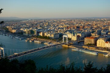 Fototapeta premium Budapest, Hungary's capital city, sits on the Danube River in Eastern Europe