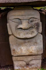 San Agustín Archaeological Park, Huila, Colombia. 2012/01/30. A UNESCO World Heritage site, it features ancient statues and tombs from the 1st to 8th centuries AD, showcasing pre-Columbian culture.