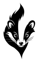 Skunk head black and white isolated logo or symbol. Can be used as emblem or mascot for sports or other products.