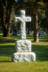 Headstone In Graveyard