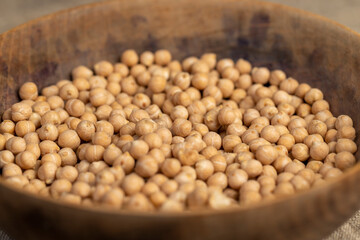 uncooked healthy grains of chickpeas porridge