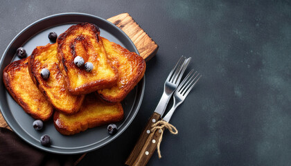french toast with bluberries traditional breakfast
