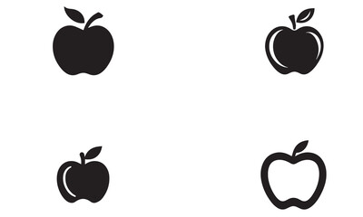 Apple fruit logo black simple flat icon on white background