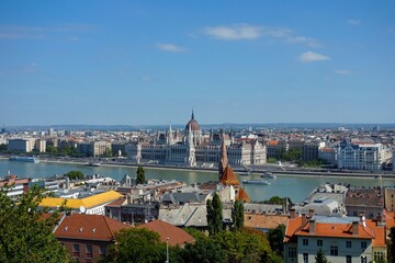 Fototapeta premium Budapest, Hungary's capital city, sits on the Danube River in Eastern Europe