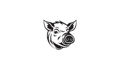 pig logo black simple flat icon on white background