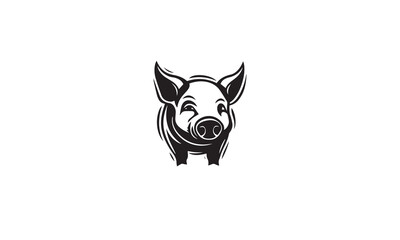 pig logo black simple flat icon on white background