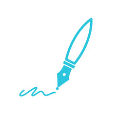 Writing pen. Isolated on white background. From blue icon set.