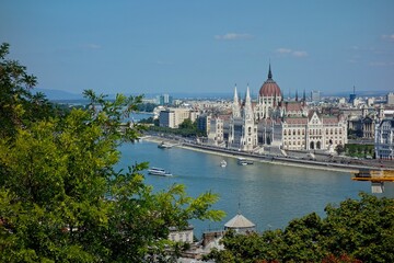 Fototapeta premium Budapest, Hungary's capital city, sits on the Danube River in Eastern Europe