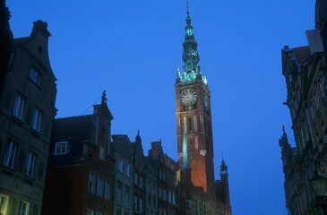 Town Hall At Twilight Gdansk Poland