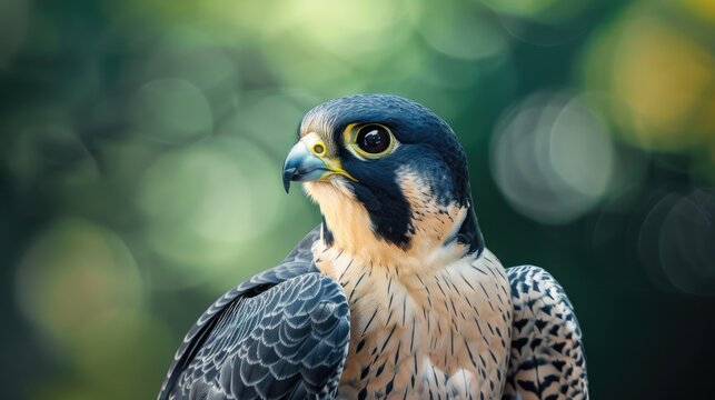 Close up view of a stunning peregrine falcon