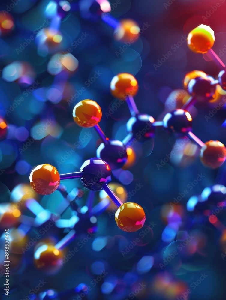 Poster three-dimensional molecular structure depicts a single molecule in a realistic, detailed rendering w