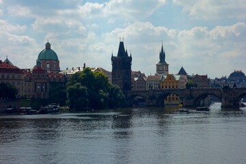 Obraz premium Prague, the capital of the Czech Republic, is a rustic Eastern European city on the banks of the Vltava River