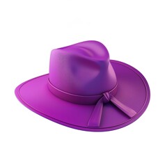 Purple fedora hat with a wide brim and a ribbon