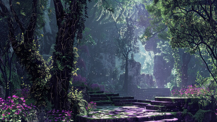  realistic high-resolution photo of forest, with detailed background