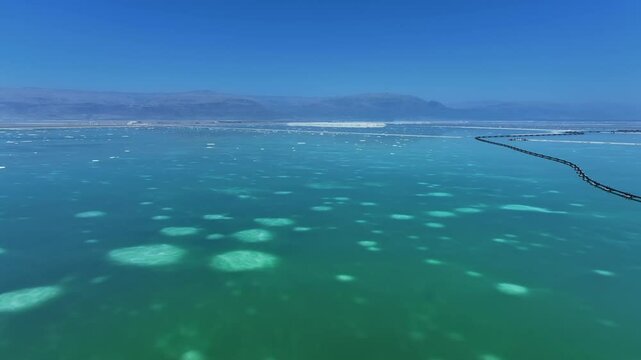 Aerial video over the Dead Sea pools Israel