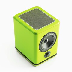 Fototapeta premium Green modern audio speaker with white background.