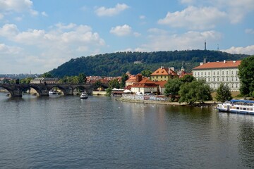 Obraz premium Prague, the capital of the Czech Republic, is a rustic Eastern European city on the banks of the Vltava River