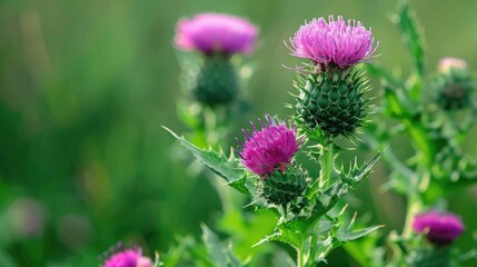 Milk Thistle Shrub with Purple Flower