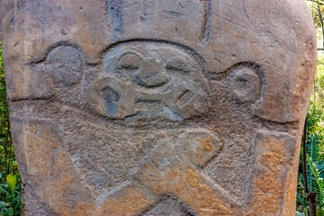 San Agustín Archaeological Park, Huila, Colombia. 2012/01/30. A UNESCO World Heritage site, it features ancient statues and tombs from the 1st to 8th centuries AD, showcasing pre-Columbian culture.