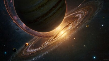 Planet in space, milky way galaxy, universe