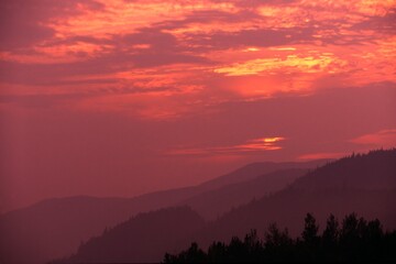 Chic Choc Mountains At Sunset