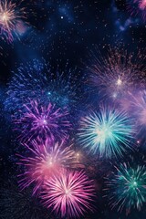 Bright fireworks exploding against the night sky