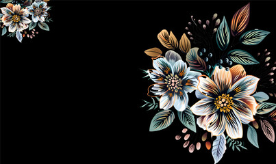 flowers on black background