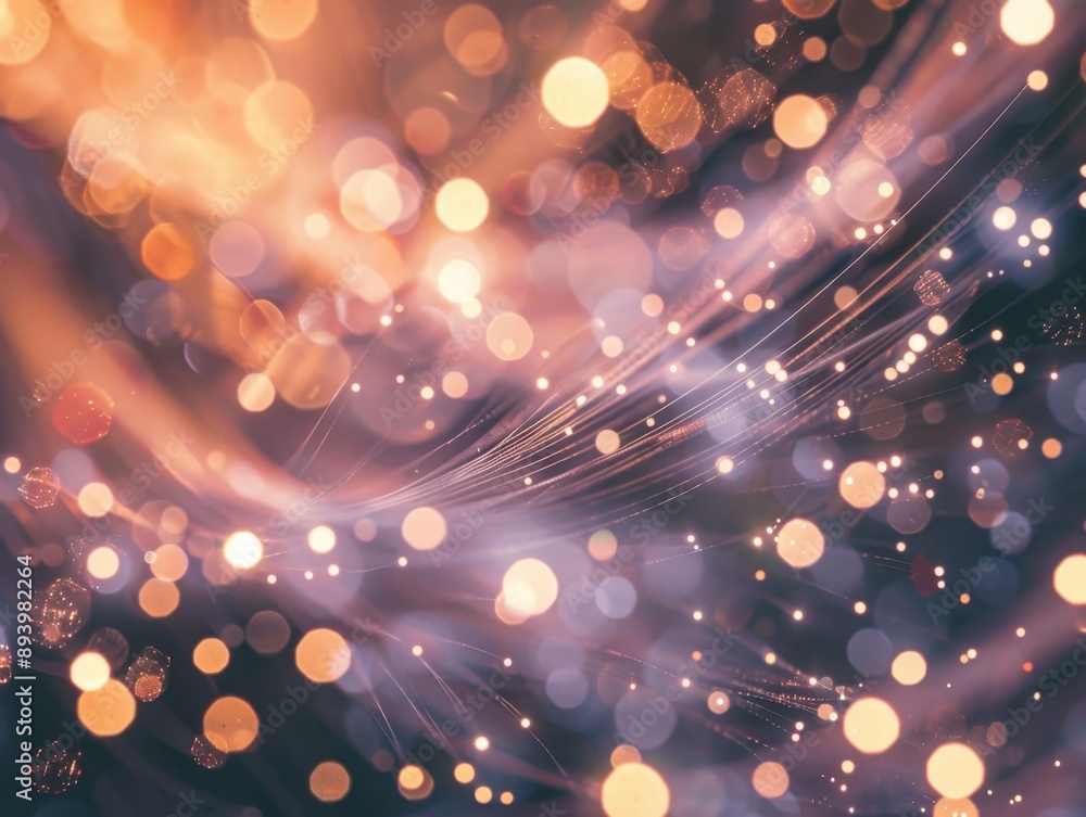Poster abstract digital network with glowing circuitry and sparkling lights representing data transmission,