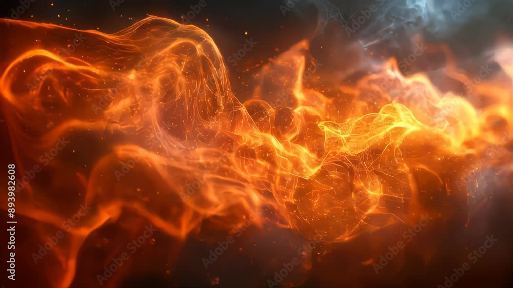 Poster an abstract yellow wave background with glowing particles and lines. futuristic waves