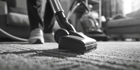 Interior vacuuming activity for a clean and tidy home environment.