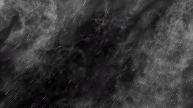 Torrential rain storm pouring down water with heavy wind like a hurricane or tornado, 30p, with alpha channel transparent background
