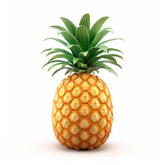 3D Pineapple Fruit Icon Isolated on White Background, Fresh Pineapple Illustration, Tropical Fruit Symbol, 3D Rendered Pineapple, Fruit Graphic Design, Pineapple Emblem, Isolated Tropical Fruit