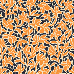 Hand drawn minimal abstract organic shapes pattern. Collage cut out contemporary print. Modern floral background. Naive art mosaic wallpaper