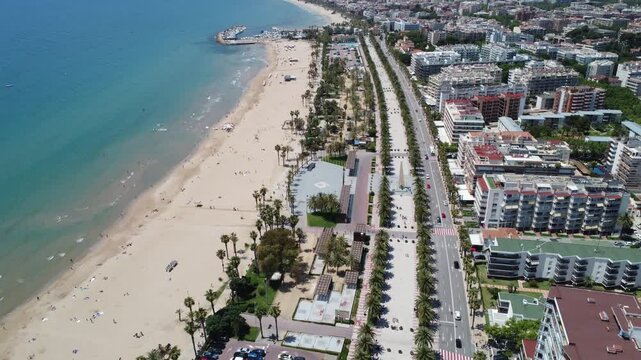 Stunning aerial view of Salou Beach, Costa Dorada, Spain