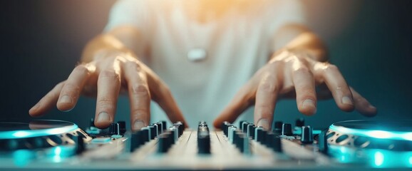DJ's passionate mix under stunning lighting and clear copy space