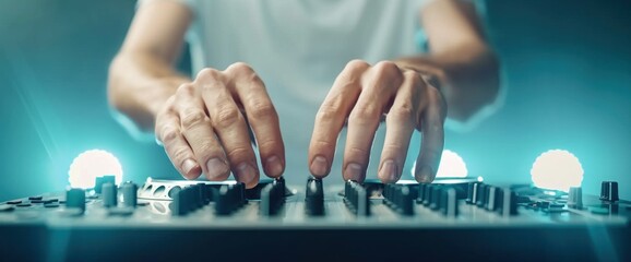 DJ's passionate mix under stunning lighting and clear copy space