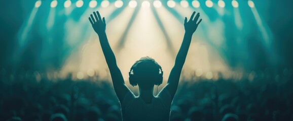 DJ's passionate performance highlighted by amazing lights and ample copy space