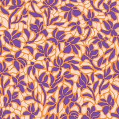 Hand drawn minimal abstract organic shapes pattern. Collage cut out contemporary print. Modern floral background. Naive art mosaic wallpaper