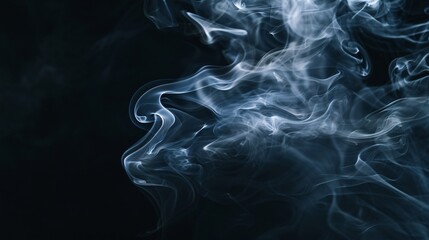 A swirling vortex of smoke, captured in sharp detail against a black background, its ethereal tendrils twisting and turning in an intricate dance of chaos and beauty.