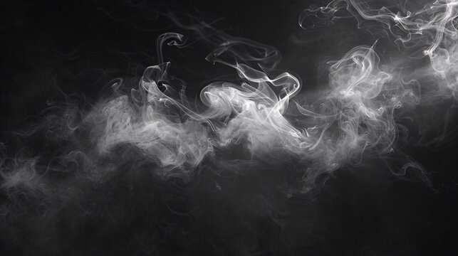 A swirling vortex of smoke, captured in sharp detail against a black background, its ethereal tendrils twisting and turning in an intricate dance of chaos and beauty.