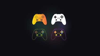 Gamepad joystick icon graphic elements. Outline neon design illustration with background RGB , suitable for gaming wallpaper, software, coding, anime, video games