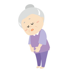 深呼吸しているシニア女性