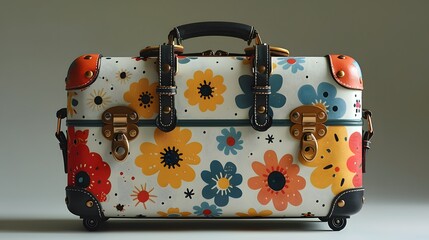 Vintage Floral Suitcase with Wheels.