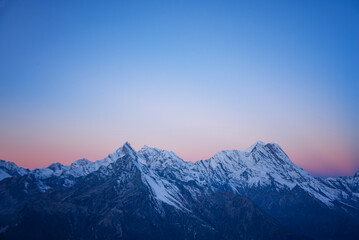 the sunrise of Himalaya mountain in Jilong, tibet with dramatic sky