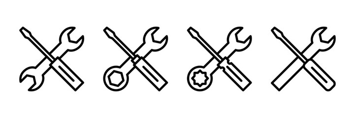 Repair icon vector isolated on white background. Wrench and screwdriver icon. settings vector icon. Maintenance. tools