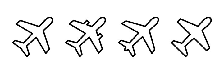 Plane icon vector isolated on white background. Aeroplane vector icon. Flight transport symbol. Travel element illustration. Holiday symbol. Airplane