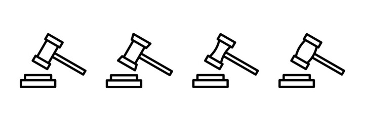 Gavel icon vector isolated on white background. Hammer icon vector. Judge Gavel Auction Icon Vector. Bid